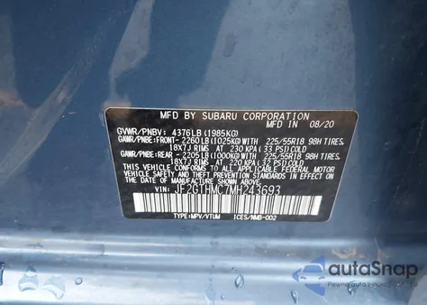 2021 Subaru Crosstrek Limited z USA, uszkodzony, nr VIN JF2GTHMC7MH243693